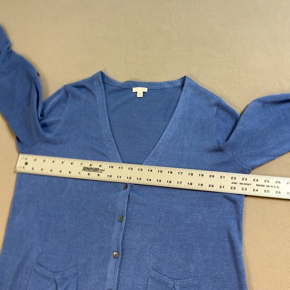J. Jill Blue Linen Blend Roll Tab Sleeve Button Front Cardigan Sweater 1X - Picture 8 of 10